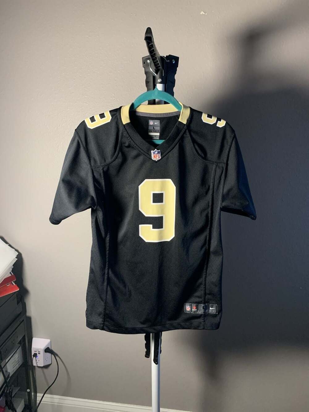 Nike Drew Brees New Orleans Saints #9 Black On Field Youth Large NFL Jersey